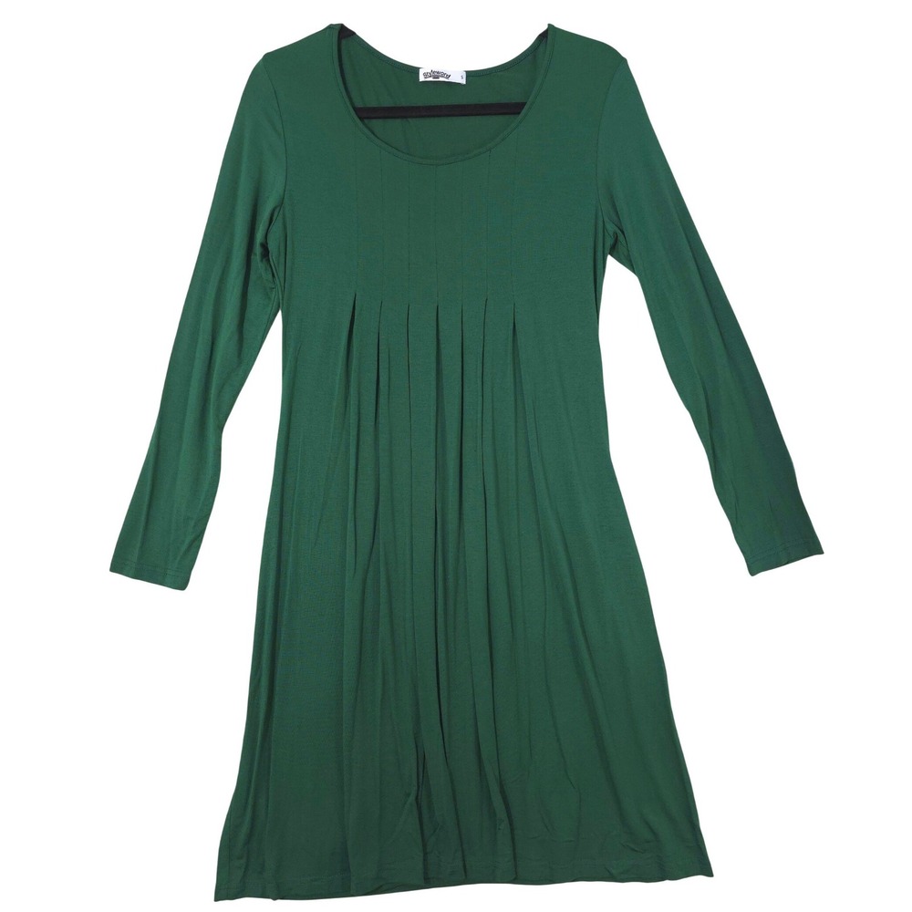 Styleworld Long Sleeve Pleated Loose Swing Casual Dress S
